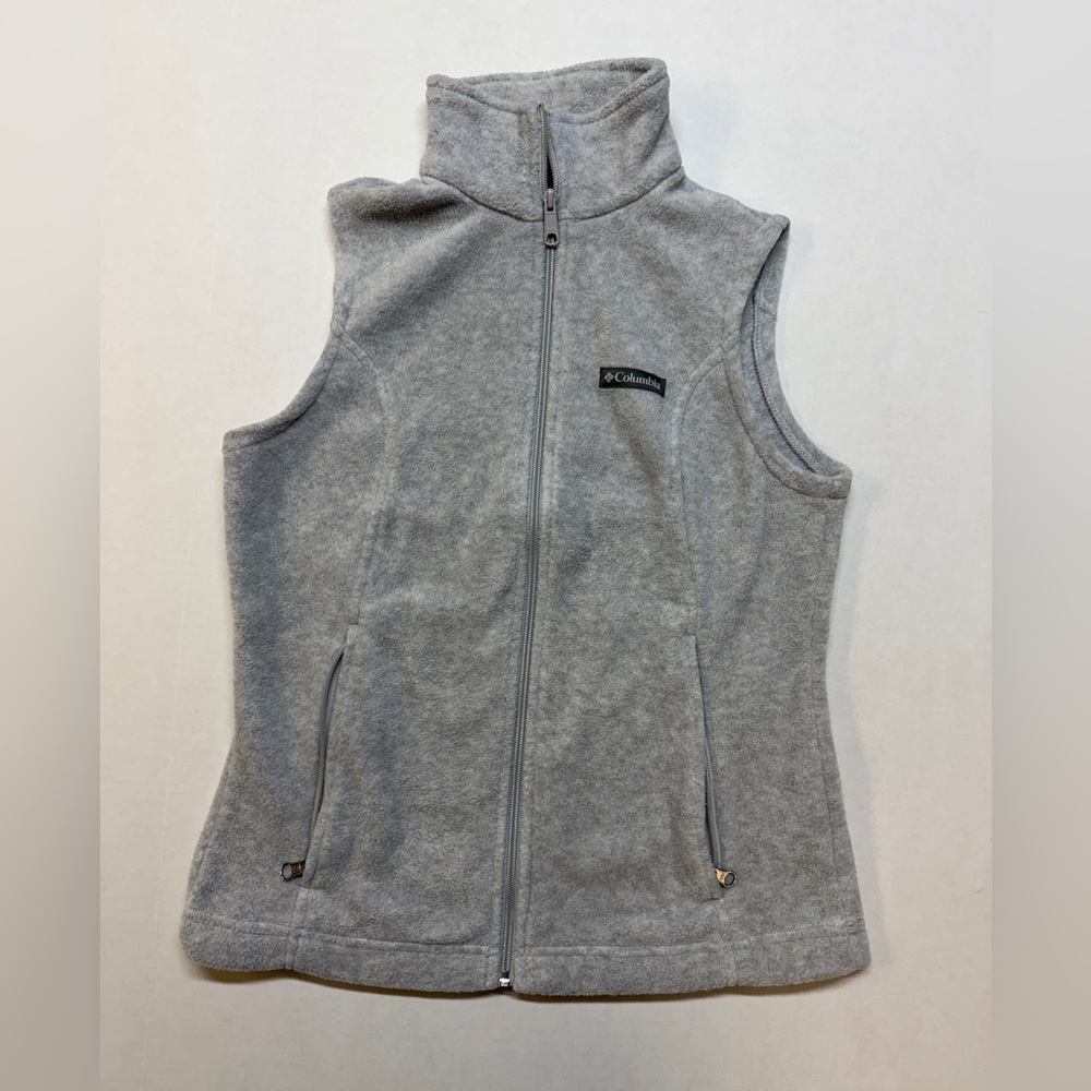 Columbia Women's Small Light Gray Fleece Vest Full Zip